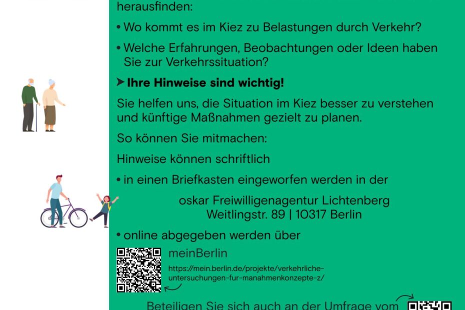 Einladung zur Verkehrsuntersuchung im Weitlingkiez